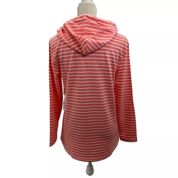 NWT RBX V Neck Hooded Sweatshirt Women’s Medium Mid Pocket French Terry Striped - Picture 3 of 7